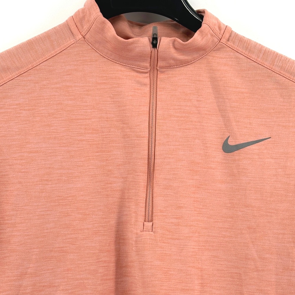 Nike Dri-FIT Quarter Zip Women Medium Coral Heather Performance Top 928613-606